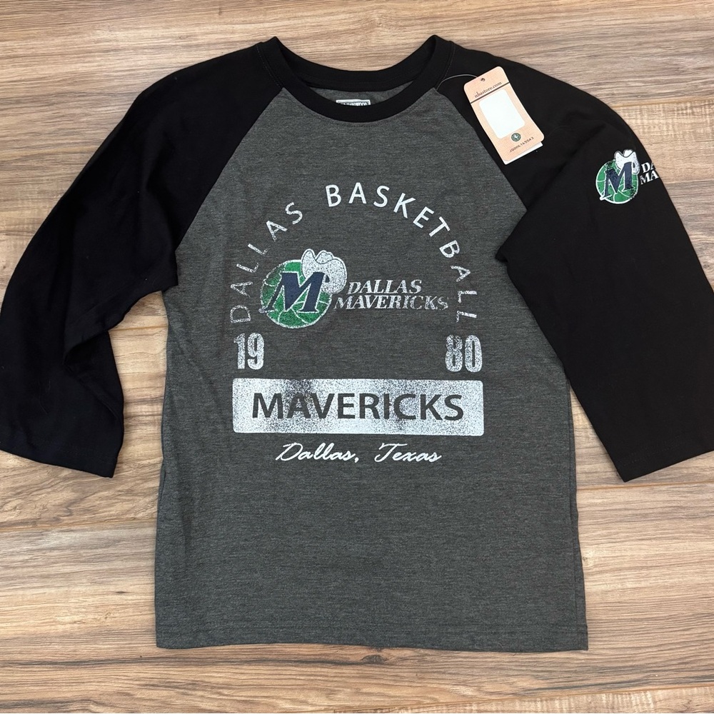 Dallas Mavericks Kids Raglan Shirt - Black and Gray